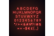 Red alphabet neon light icon