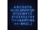 Blue alphabet neon light icon