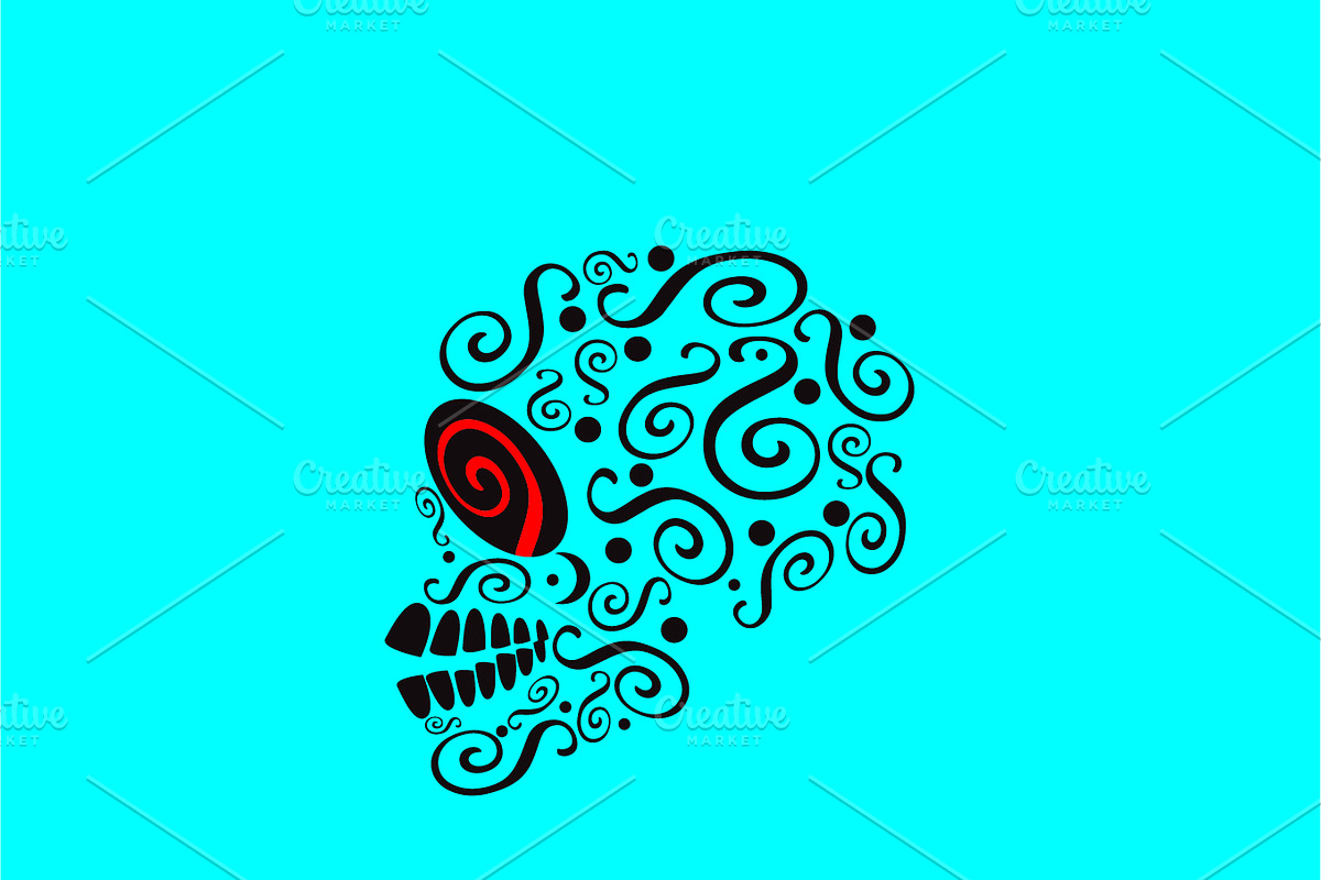 Skull icon with ornament details in Graphics - product preview 8