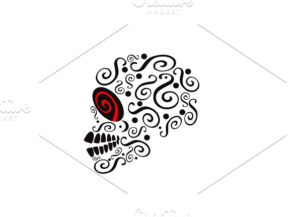 Skull icon with ornament details in Graphics - product preview 1
