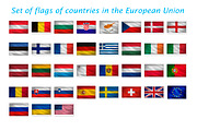 Set of waving flags EU