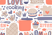 Cooking seamless pattern retro style
