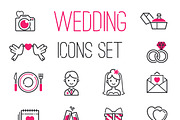 Outline wedding day marriage icons
