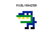 Game retro pixel dinosaur monster