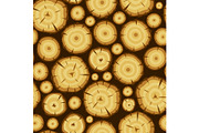 Seamless pattern with wood stumps. Background for forestry and lumber industry