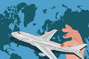 International flights, vector illust