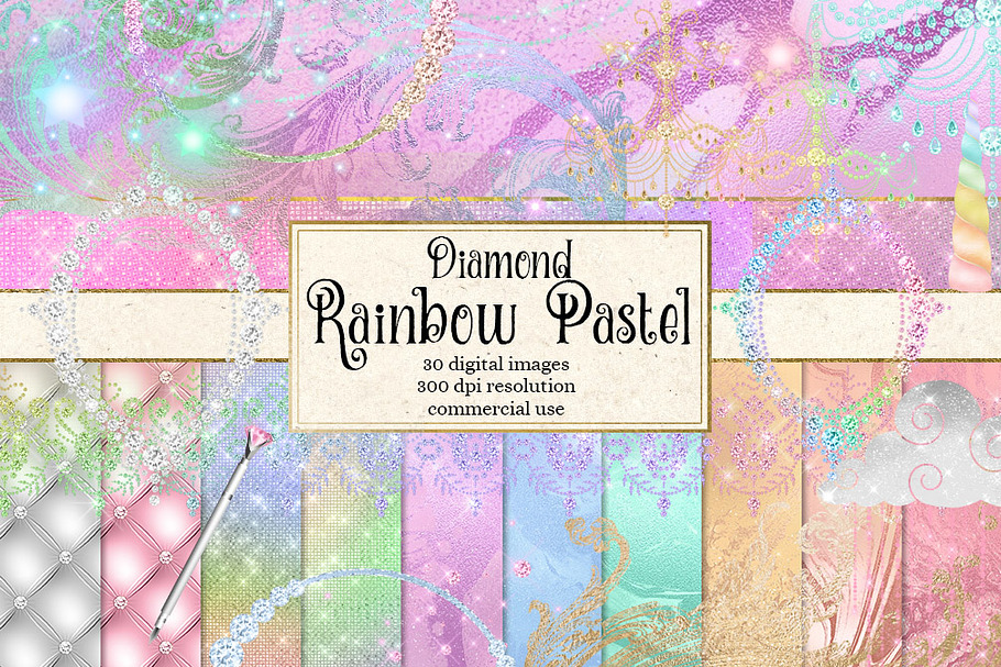 Diamond Rainbow Pastel Graphics in Illustrations - product preview 8