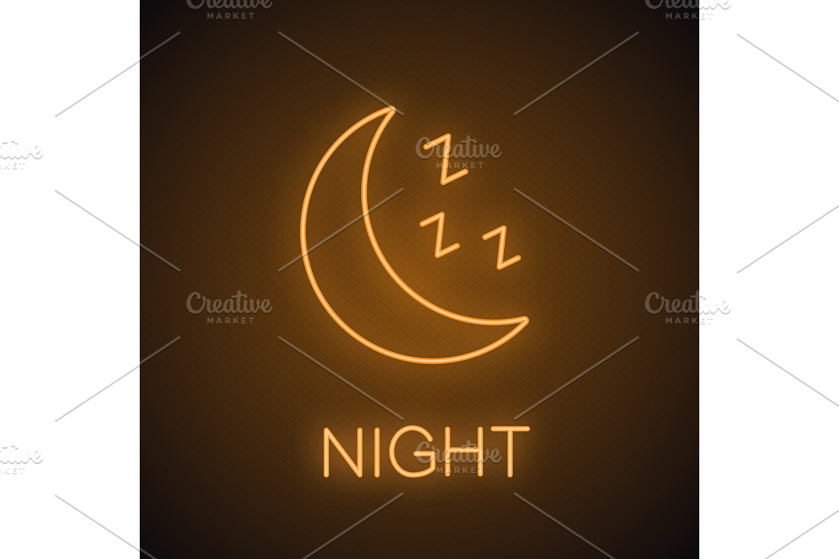 Moon with zzz symbol neon light icon in Neon Icons - product preview 8