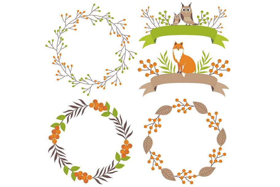 Woodland Wreath & Ribbons Set in Illustrations - product preview 8