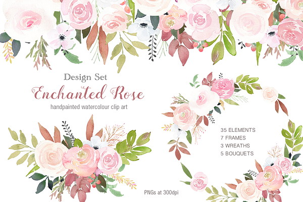 Enchanted Rose Clip Art Design Set