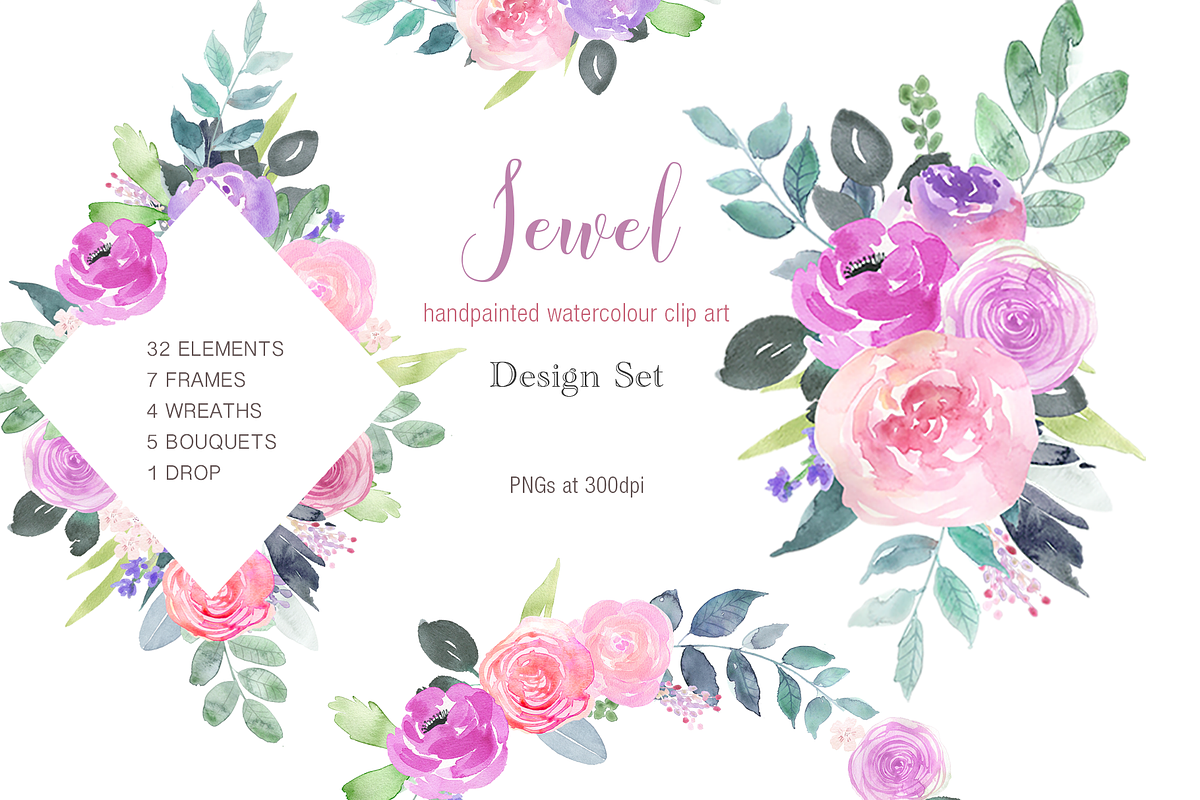 Jewel - Pink Magenta Rose Clip Art  in Illustrations - product preview 8