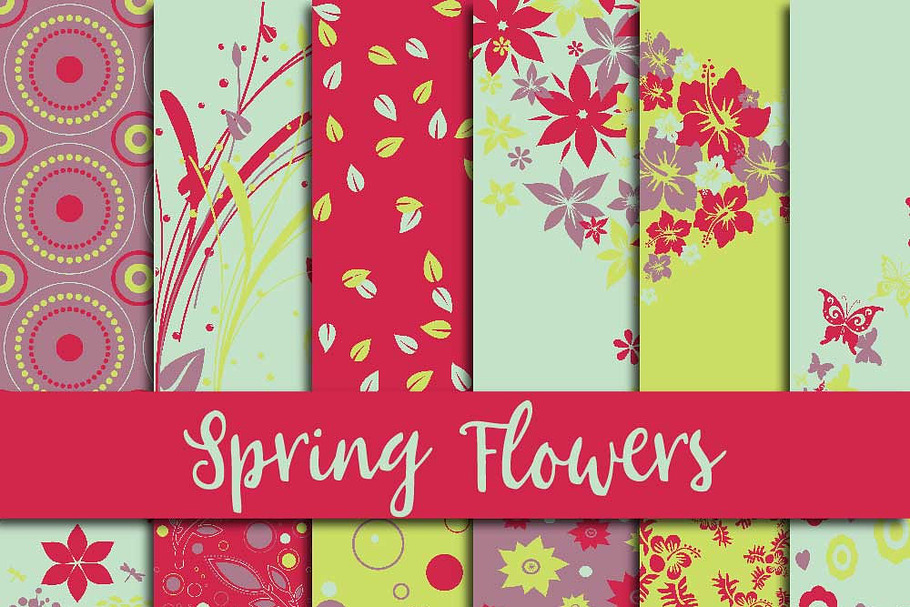 Spring Flowers Digital Paper in Patterns - product preview 8