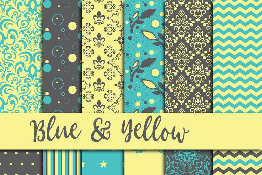 Blue & Yellow Digital Paper in Patterns - product preview 8