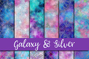 Galaxy & Silver Glitter Paper