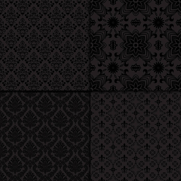 Black Damask Digital Paper in Patterns - product preview 2