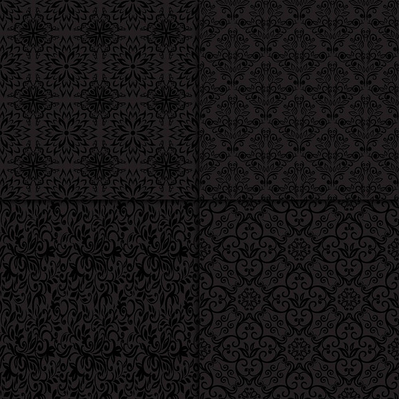 Black Damask Digital Paper in Patterns - product preview 3