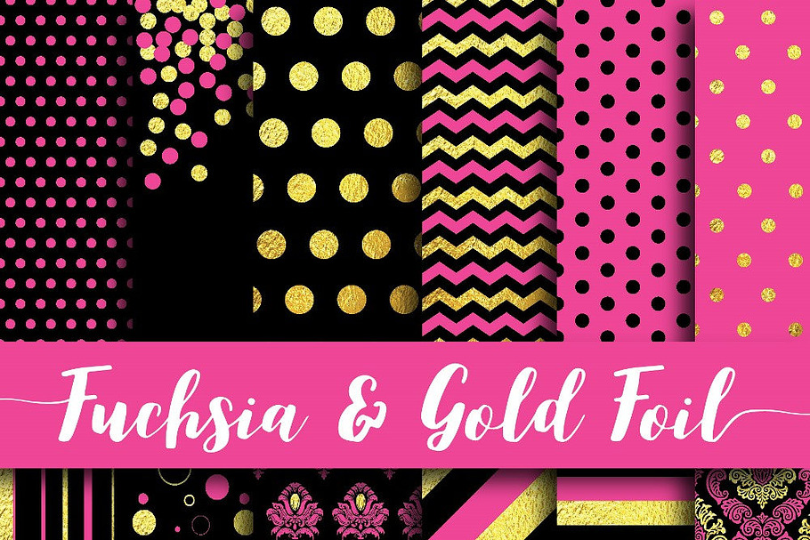 Fuchsia & Gold Foil Paper