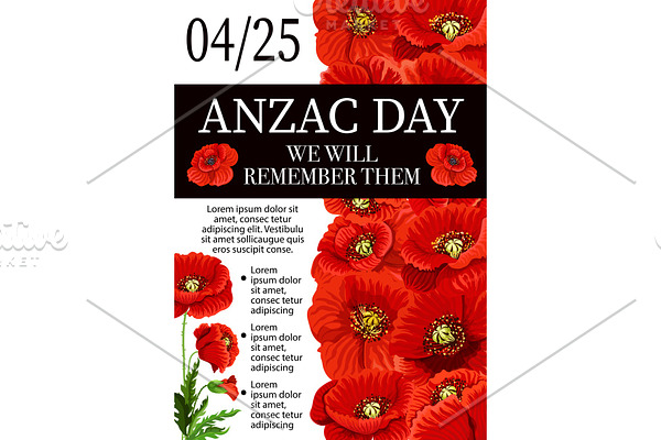 Anzac Day Lest We Forget remembrance vector poster