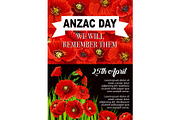 Anzac Day poppy flower memorial poster design