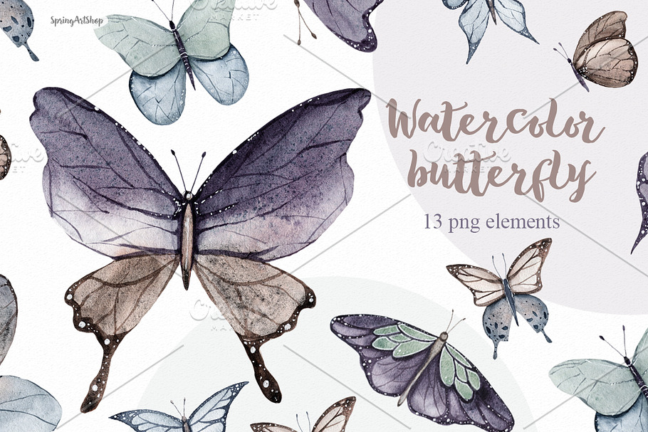 Spring watercolor butterfly in Illustrations - product preview 8