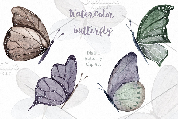 Spring watercolor butterfly in Illustrations - product preview 1