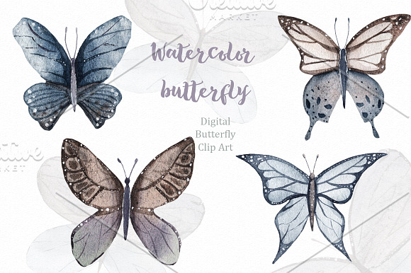 Spring watercolor butterfly in Illustrations - product preview 2