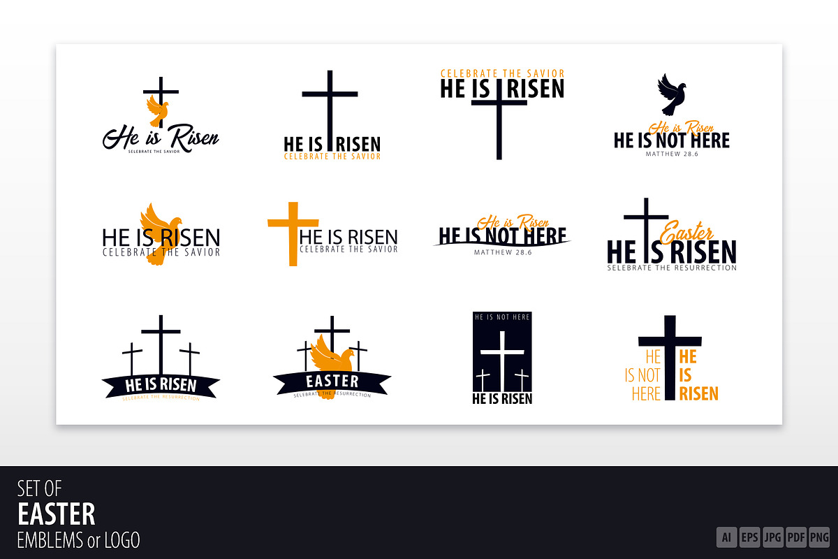 He is Risen. Easter Emblems/Logo in Logo Templates - product preview 8