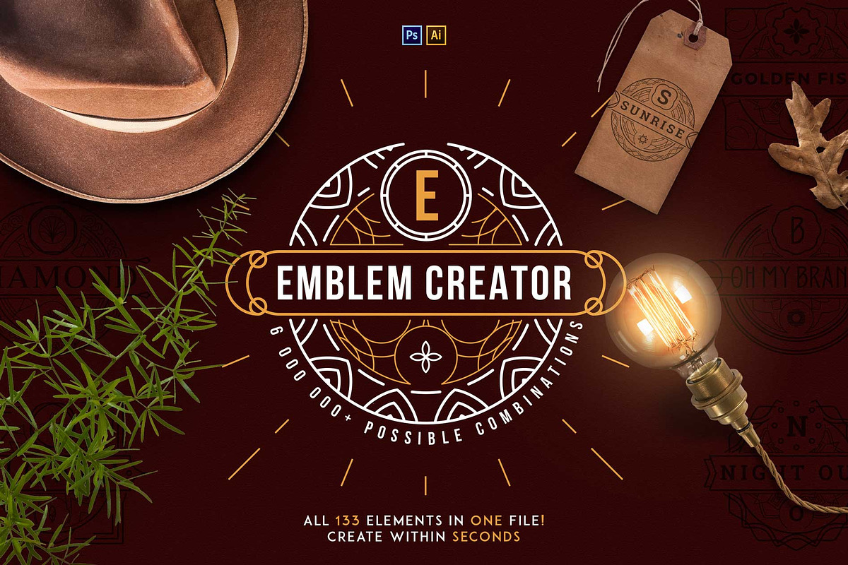 Emblem Creator all in one file -50% in Logo Templates - product preview 8