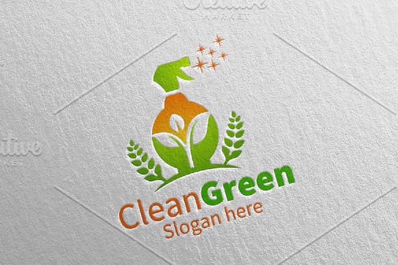 Cleaning Service Logo Eco Friendly in Logo Templates - product preview 1