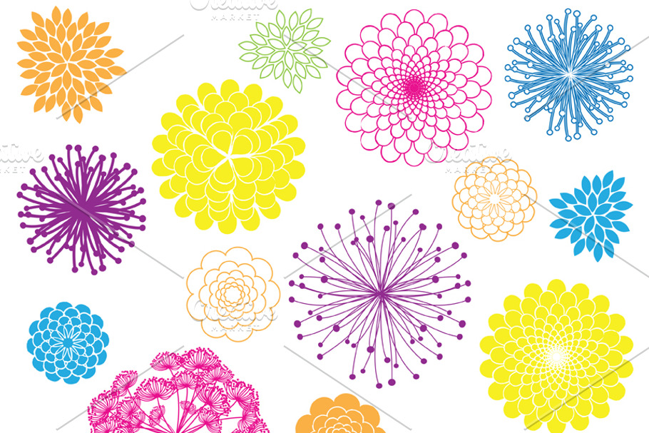 Rainbow Flowers Vectors & Clipart in Illustrations - product preview 8