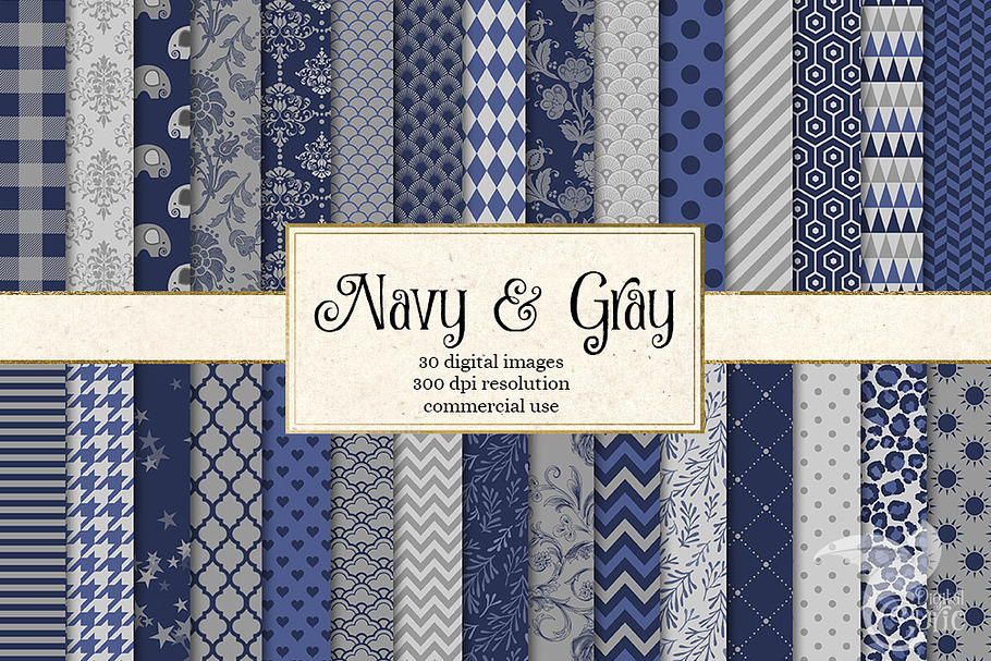 Navy Blue and Gray Digital Paper