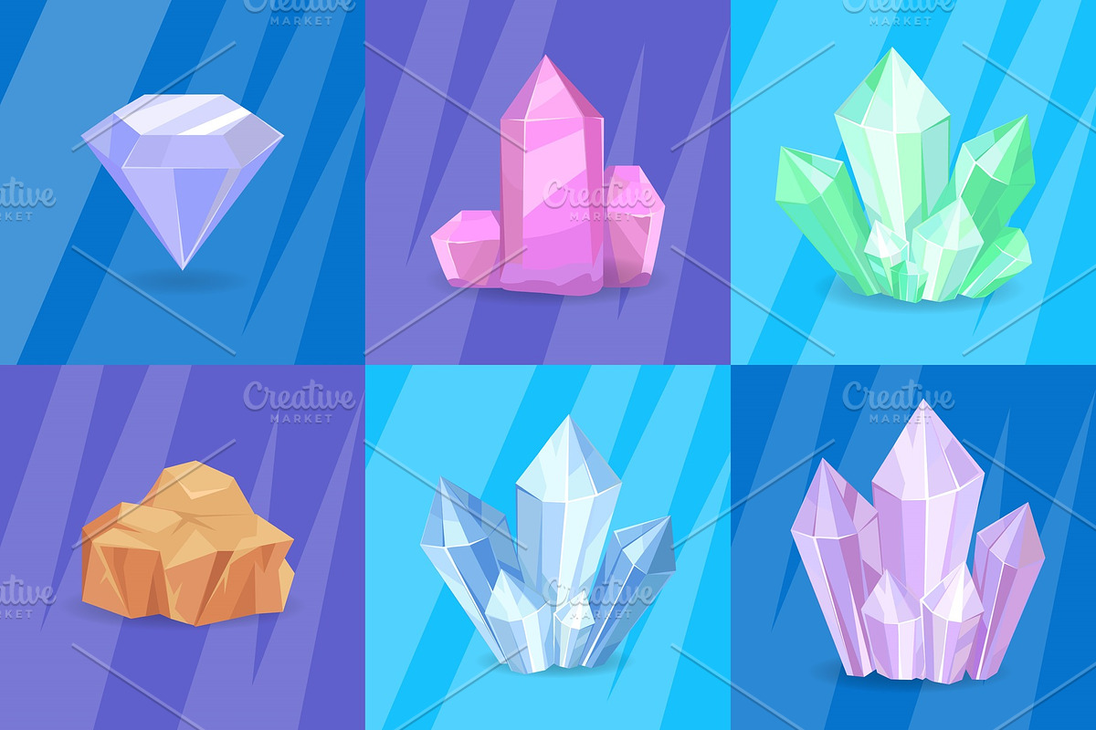 Precious Stones and Minerals Vector Illustration in Objects - product preview 8