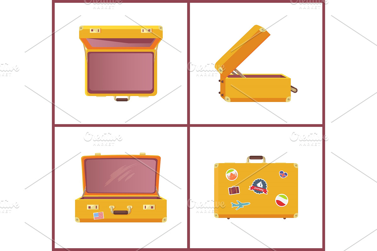 Suitcase with Stickers Journey Vector Illustration in Objects - product preview 8