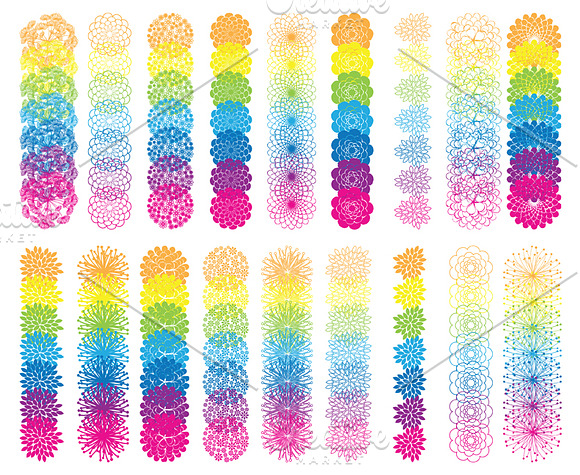Rainbow Flowers Vectors & Clipart in Illustrations - product preview 1
