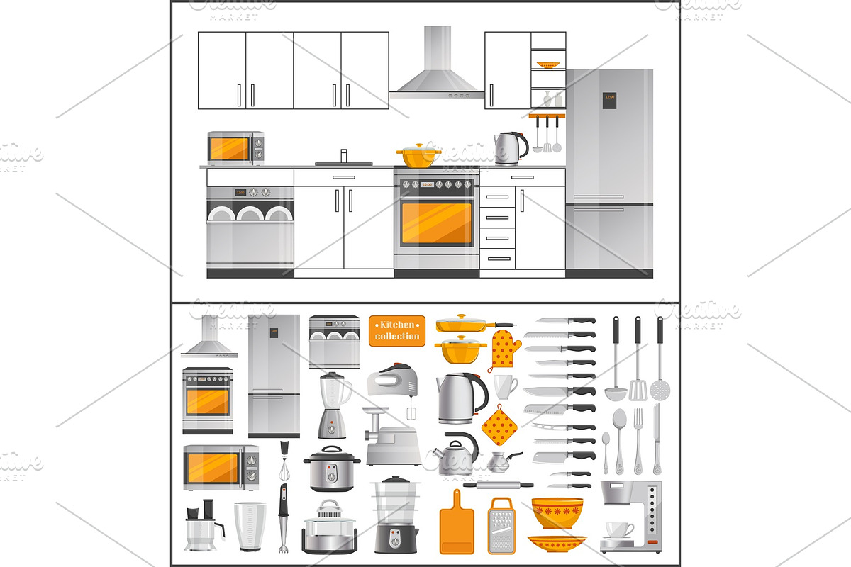 Kitchen Collection of Appliances and Kitchenware in Objects - product preview 8