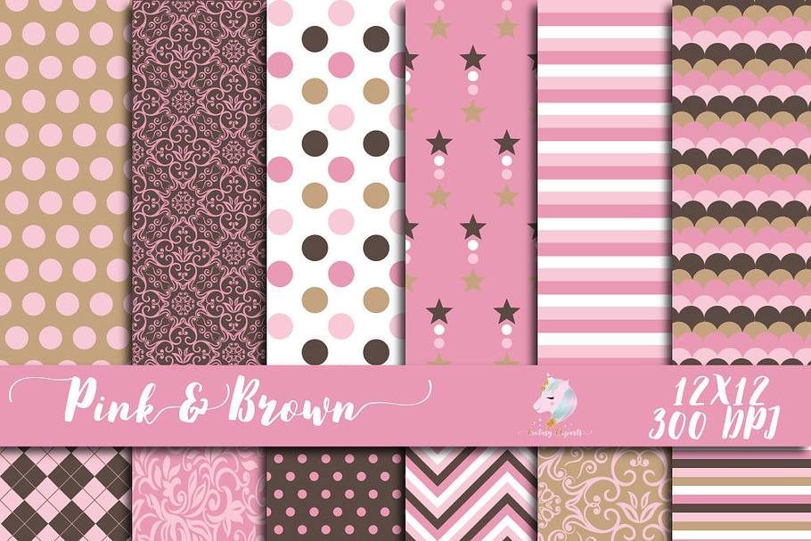 Pink & Brown Digital Paper