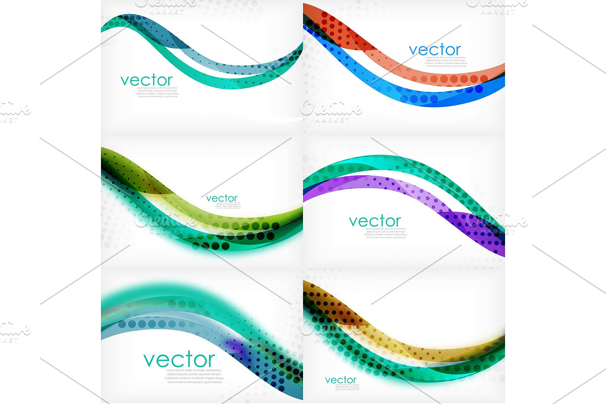 Set of business corporate abstract backgrounds, wave brochure or flyer design templates in Illustrations - product preview 8