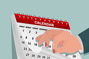 hand changing month on calendar