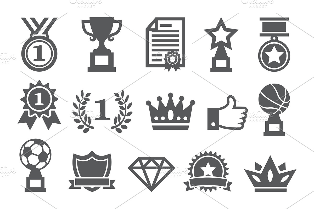 Awards icons set in Graphics - product preview 8