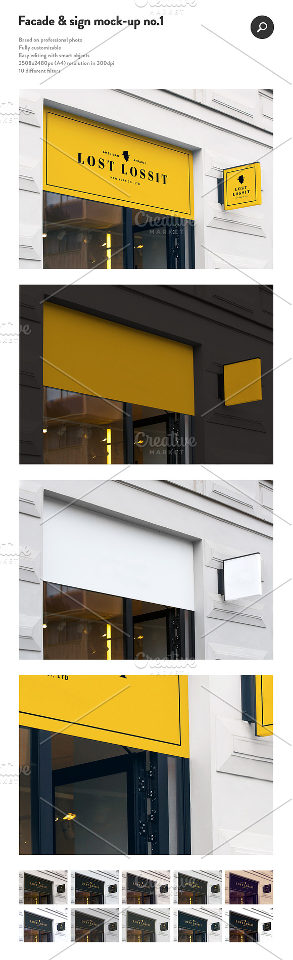 50 sign facade signboard logo mock in Branding Mockups - product preview 1