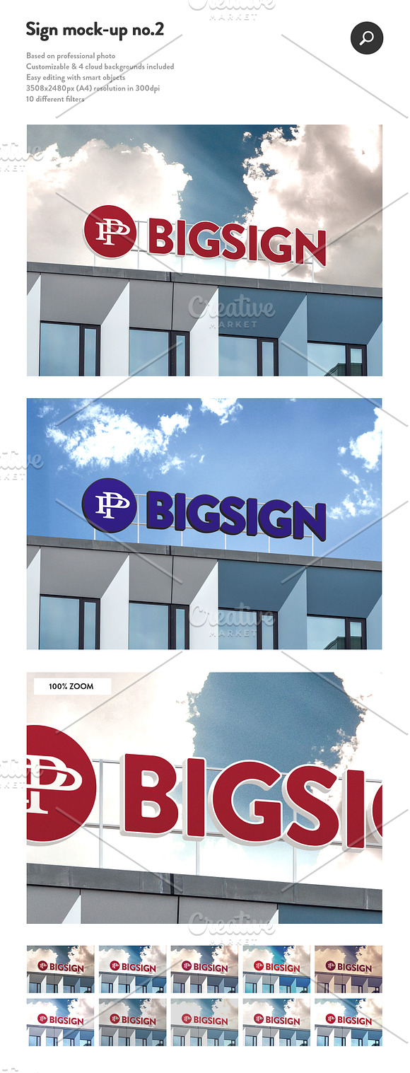50 sign facade signboard logo mock in Branding Mockups - product preview 2