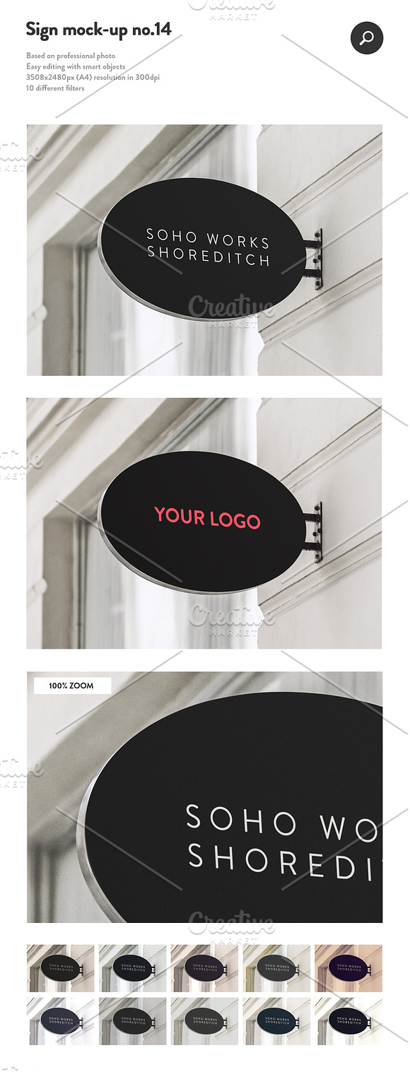 50 sign facade signboard logo mock in Branding Mockups - product preview 14