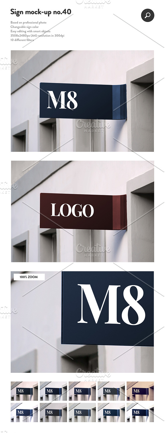 50 sign facade signboard logo mock in Branding Mockups - product preview 40