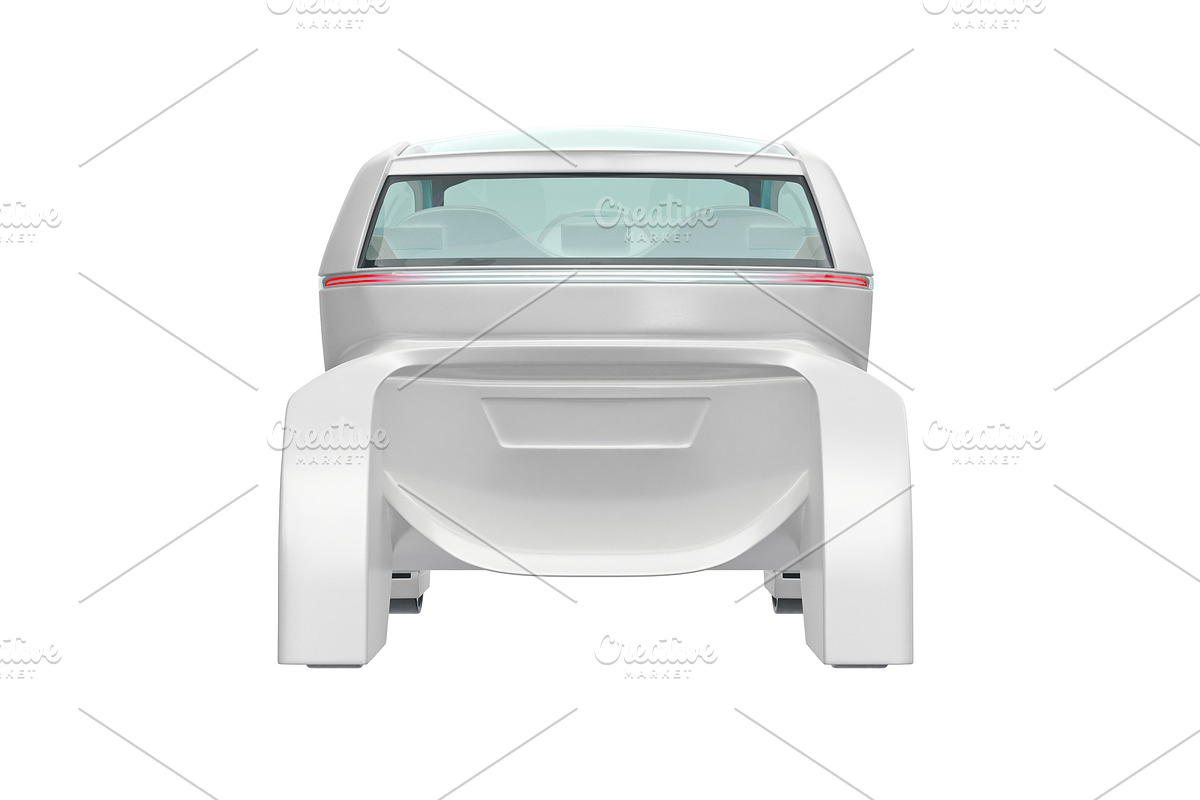 Car future electric, back view in Objects - product preview 8