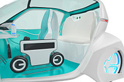 Car future futuristic interior, close view