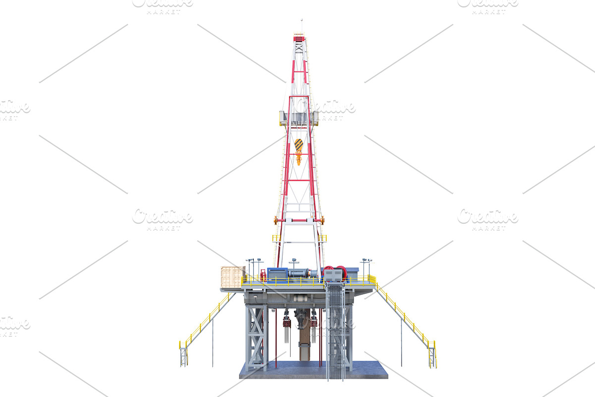 Land rig drilling, back view in Objects - product preview 8