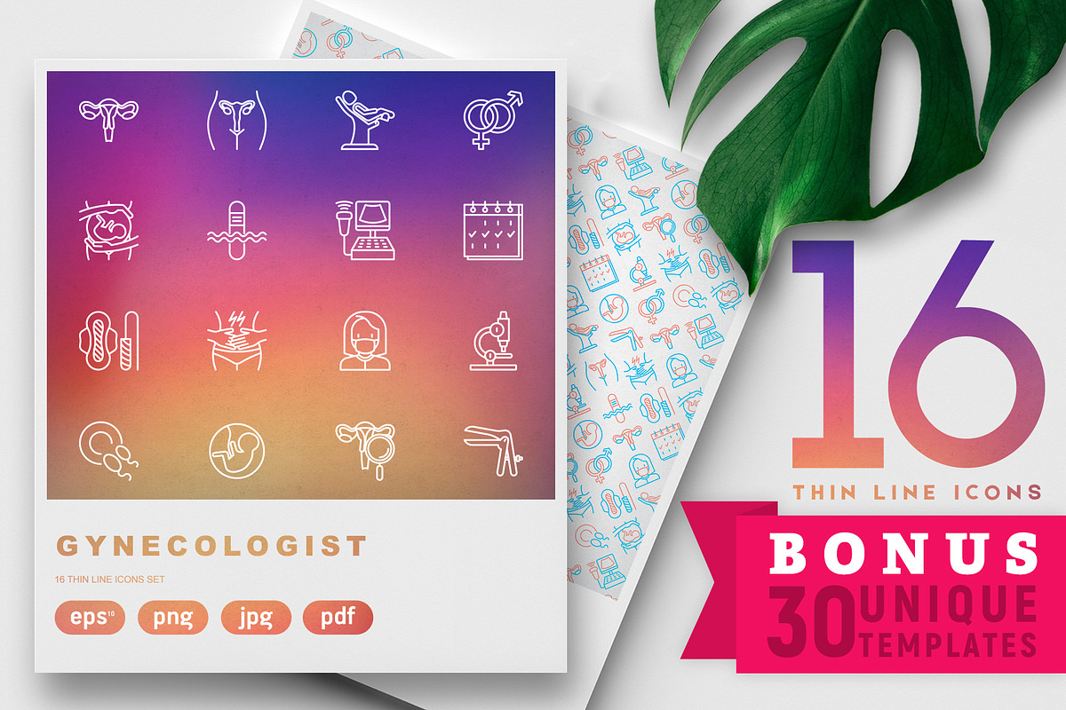 Gynecologist Icons Set | 30 Template in Circle Icons - product preview 8