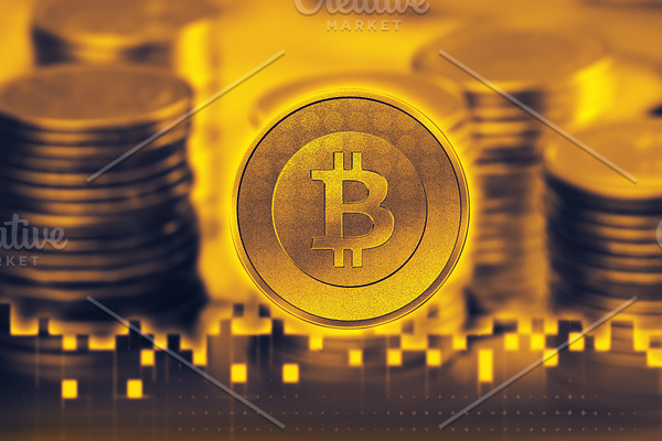 Bitcoin sign icon for internet money