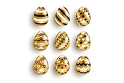 Gold eggs set with geometric pattern
