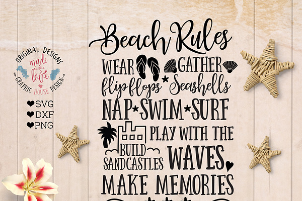 Beach Rules Cut File and Printable